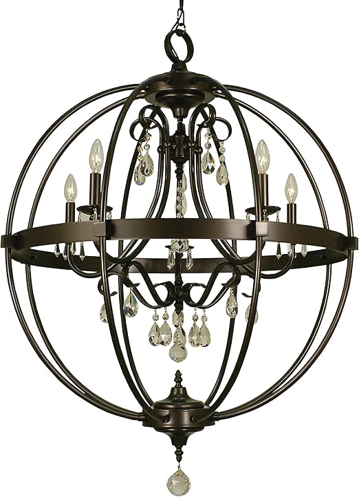 Framburg 1069 Bn 5 Light Compass Foyer Chandelier Brushed Nickel