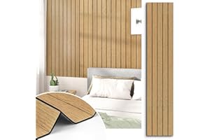 STICKEEP Brown Peel and Stick Wall Panels Soundproof Wood Slat Wall Panels Self Adhesive 12"x200" Faux 3D Textured Wood Slat 