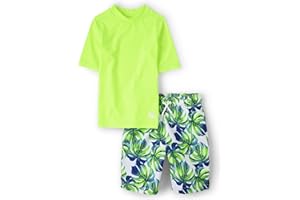 The Children's Place Boys Short Sleeve Rashguard and Swim Trunk, 2-Piece Set