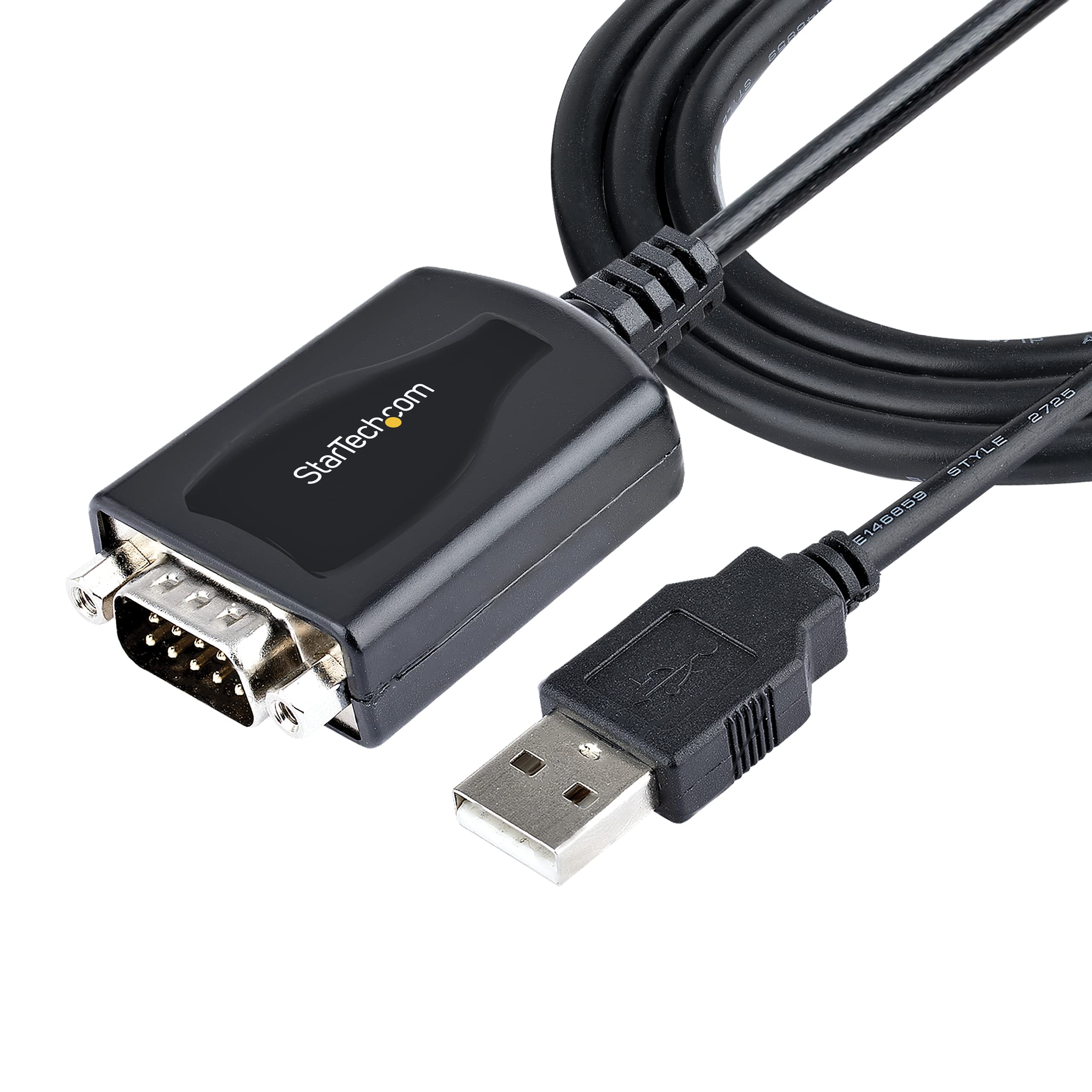 StarTech.com 3ft (1m) USB to Serial Cable with COM Port Retention, DB9 Male RS232 to USB Converter, USB to Serial Adapter for PLC/Printer/Scanner, Prolific Chipset, Windows/Mac — image 1