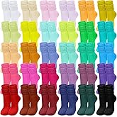 Suhine 32 Pairs Women's Scrunch Slouch Socks Bulk, Crew Slouch Socks for Women Extra Long Soft Scrunch Knee High Sock for Christmas Daily Activities Valentine Parties Birthday Gifts, 32 Colors