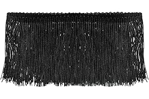 uxcell 5 Yards 4 Inch Chainette Fringe Trim Tassel Sewing Trim Polyester Fringe Trim Ribbon for DIY Sewing Crafts Clothing Lamp Shade Decoration, Black