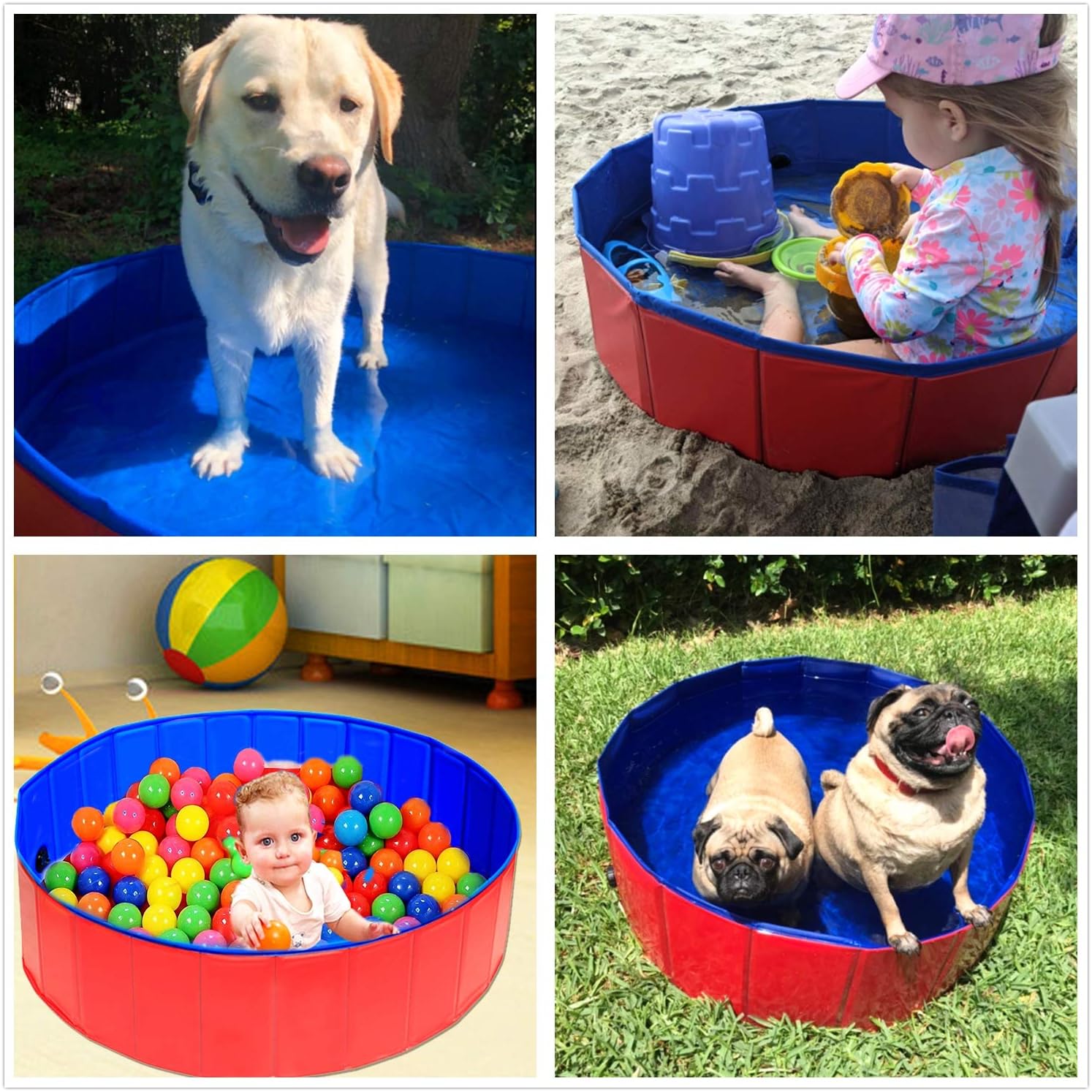UMARDOO Fold Dog Pool - Pet Bath Pool, Swimming Pool Portable PVC Pet Paddling Bath Tub for Cats (Large-47''X 12'')