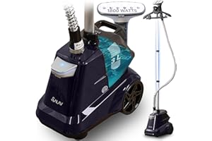 SALAV Heavy Duty Commercial Full-Size Garment Steamer with Foot Pedals and Extra Large 3L (101.5 oz) Water Tank, 1800 watts of Poweful Steam (Navy)