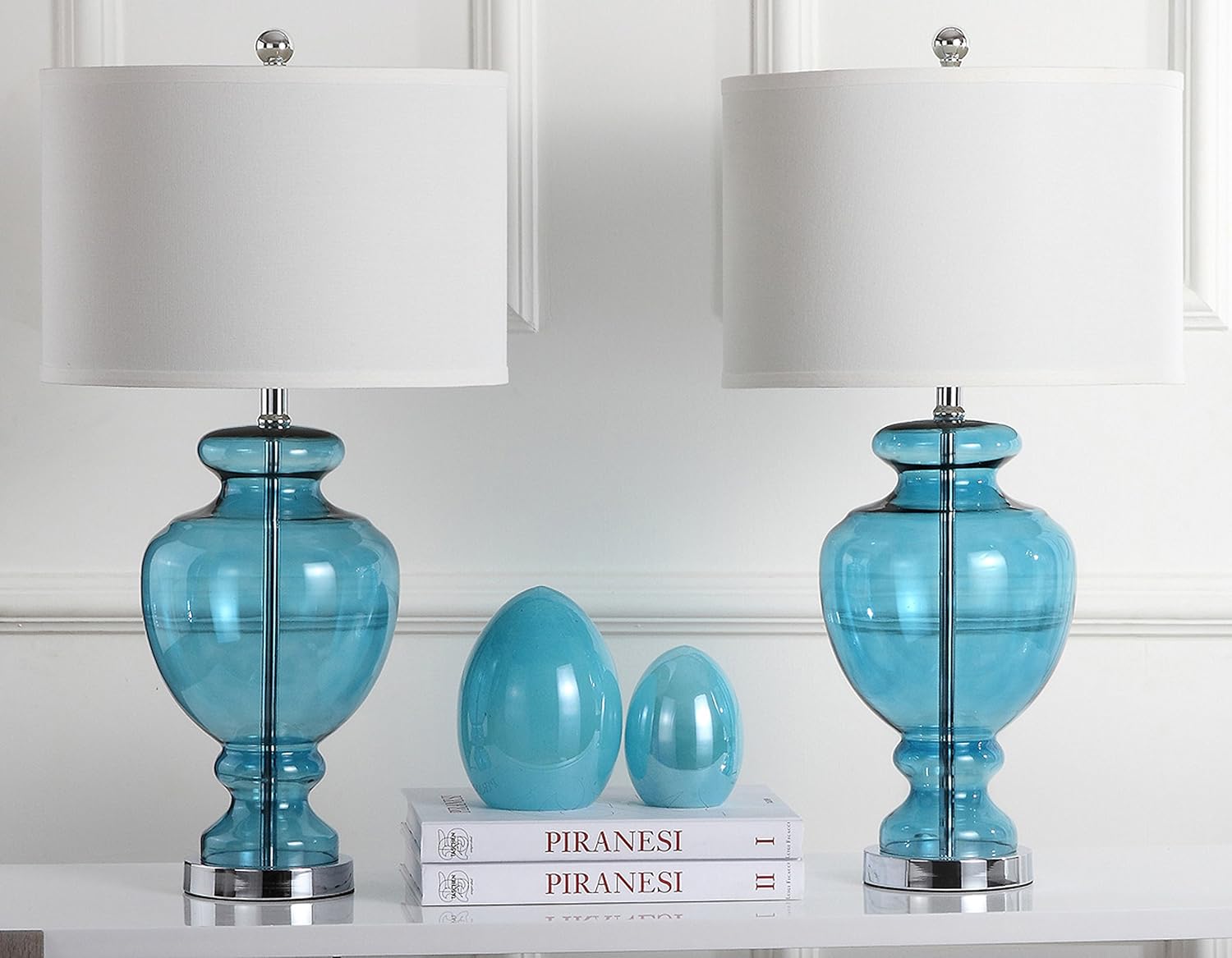 SAFAVIEH Modern Glass Table Lamps - Set of 2, in Morocco Blue, Turquoise, 38 X 38 X 71.12 cm - Image 4