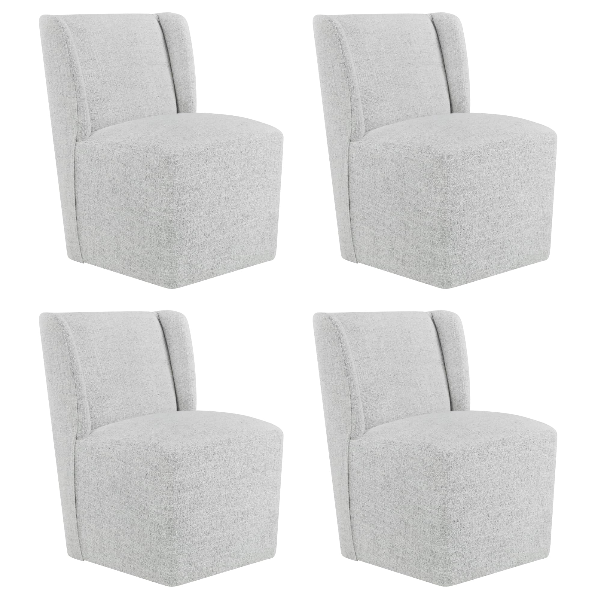 Photo 1 of **PARTIAL SET** KISLOT Upholstered Dining Chairs Set of 4 with Casters, Wingback Modern Side Armless Deskchair with Rollers for Diningroom Bedroom Livingroom Reading Room, Light Grey Fabric