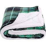 SOCHOW Sherpa Plaid Fleece Throw Blanket, Double-Sided Super Soft Luxurious Bedding Blanket 50 x 60 inches, Green