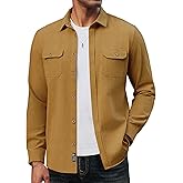 PJ PAUL JONES Mens Casual Shacket Cotton Twill Lightweight Jackets Button Down Shirt Jacket with Pockets