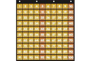 Jercecy Black Hundreds Pocket Charts for Classroom with 120 Double-Sided Number Cards, Number 1-100 Pocket Chart for Kids Teacher and Classroom Must Have Supplies