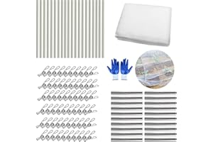 FUUNER Garden Greenhouse Hoops, 20PCS 14FT Rust Free Fiberglass Rods Plant Support Stakes with 10 FT × 33 FT Netting and Gloves, DIY Row Cover Frame for Plants Grow Tunnel Garden Netting Durable