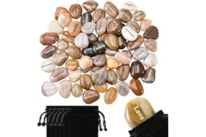 Nuanchu 72 Set Inspirational Stones Bulk with Velvet Bags Different Words Encouragement Amulets Gift Stones Polished Prayer River Pebble for Baptism Christening Gift Religious Home Decor 1-2 Inch