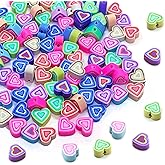 100PCS Rainbow Heart Polymer Clay Beads, Colorful Tiny Spacer Bead, Y2K Clay Beads, Loose Beads Bulk for Jewelry Making DIY Handicrafts Earrings Necklace Bracelet Pendants Accessories