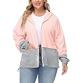 Avoogue Plus Size Raincoat Women Waterproof Rain Jacket Packable Outdoor Hooded Windbreaker