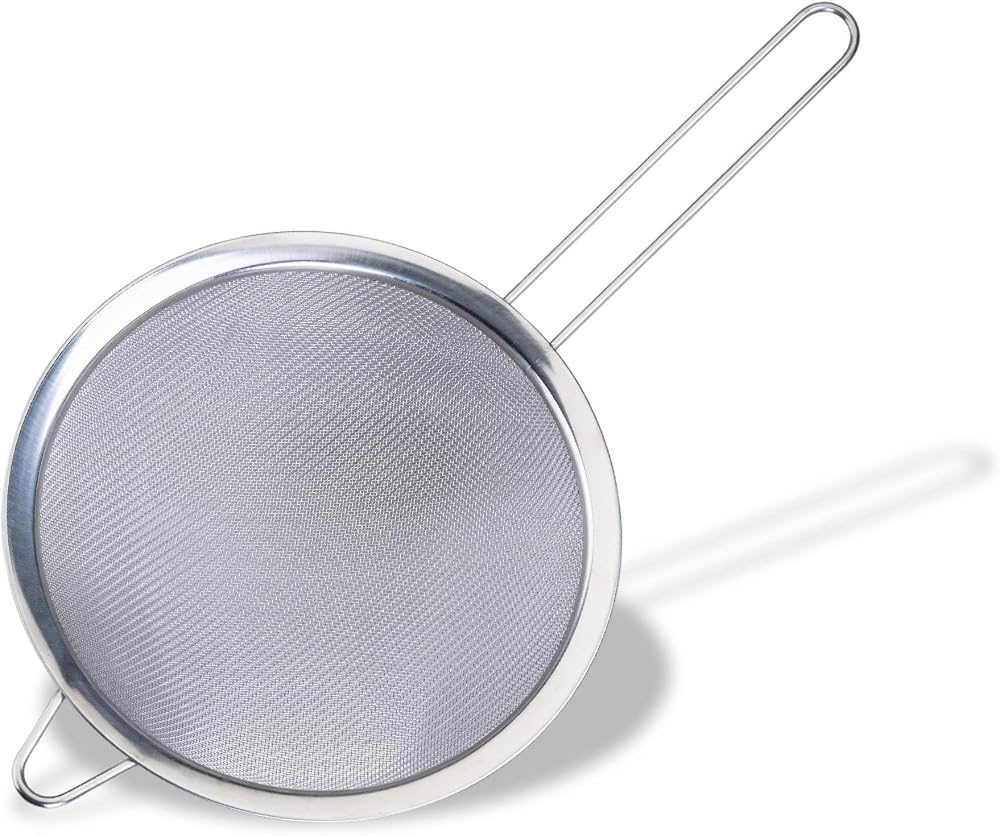 Fackelmann Initial Sieve Stainless Steel 20cm Fine Mesh with Rim Long Handle