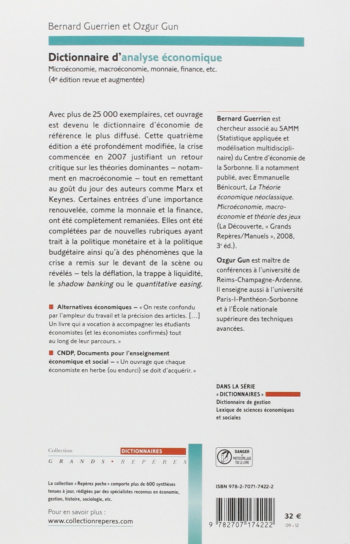 Amazon Fr Dictionnaire D Analyse Economique Bernard Guerrien Ozgur Gun Livres