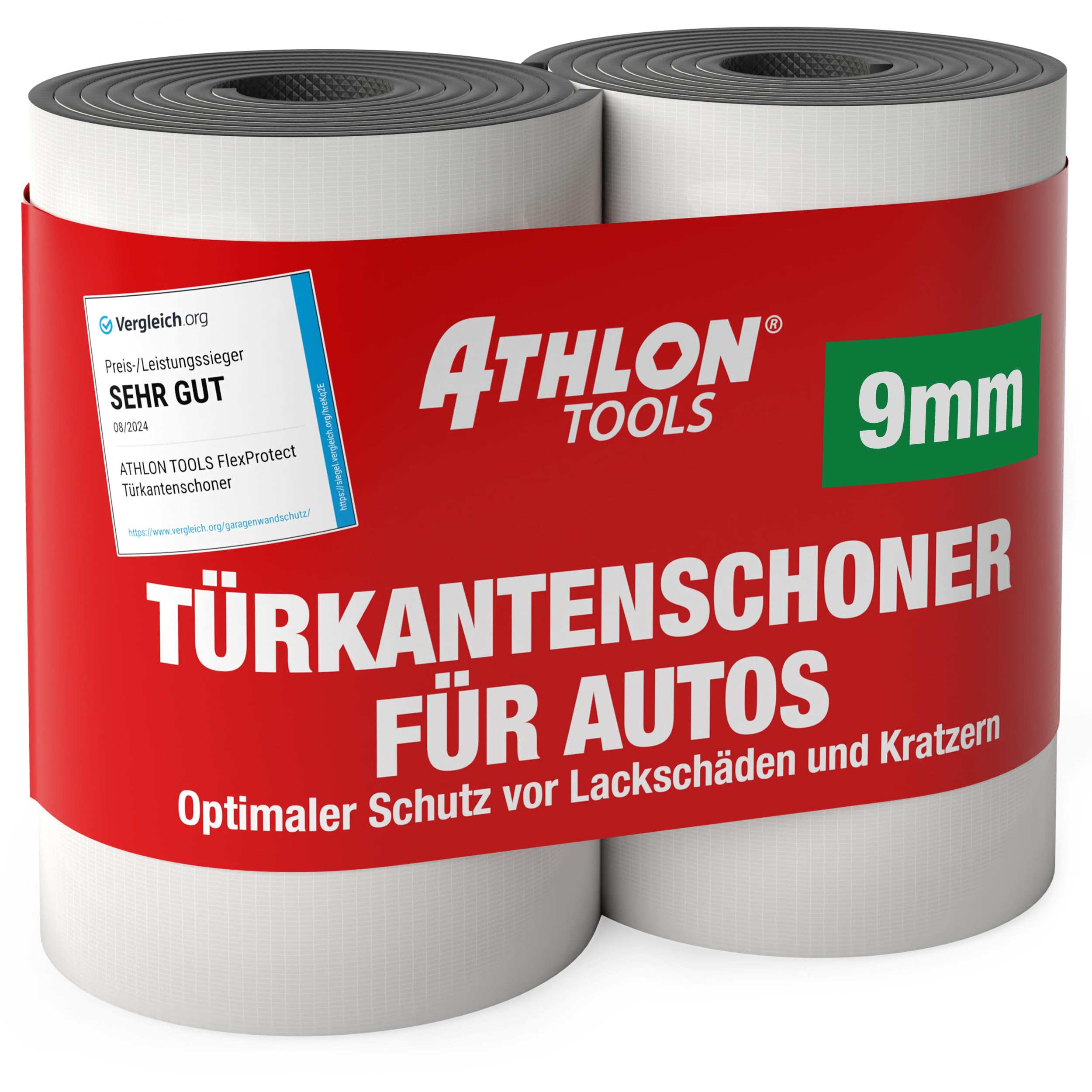 ATHLON TOOLS 2 rolls of FlexProtect garage wall protection, each 79’’ (2m) long, extra thick car door edge guard, self-adhesive, water resistant (Black)