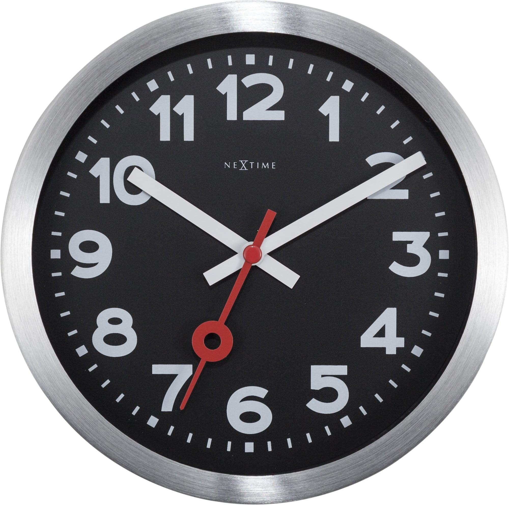 NeXtime wall clock / table clock station clock "STATION", very silent, round, black, ø 19 cm