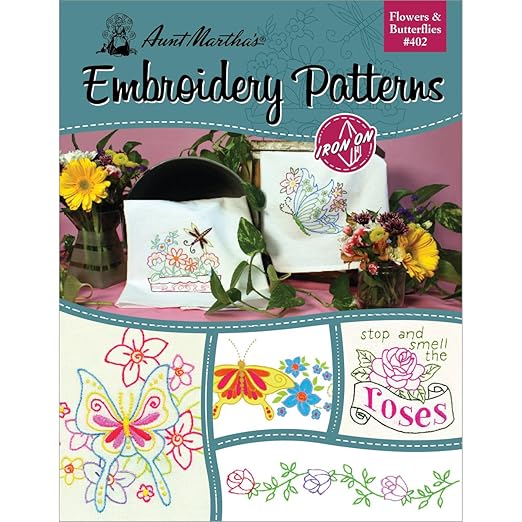 Aunt Martha's Flowers and Butterflies Embroidery Transfer Pattern Book