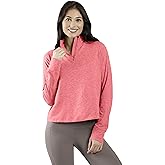 90 Degree By Reflex Cropped Two Tone Heather Long Sleeve Quarter Zip Jacket