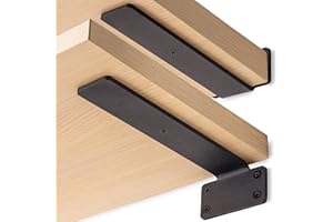 Floating Shelf Brackets 4 Pcs of 6 inch Heavy Duty Industrial Shelf Bracket Black Metal L Brackets for Shelves Support DIY(1/