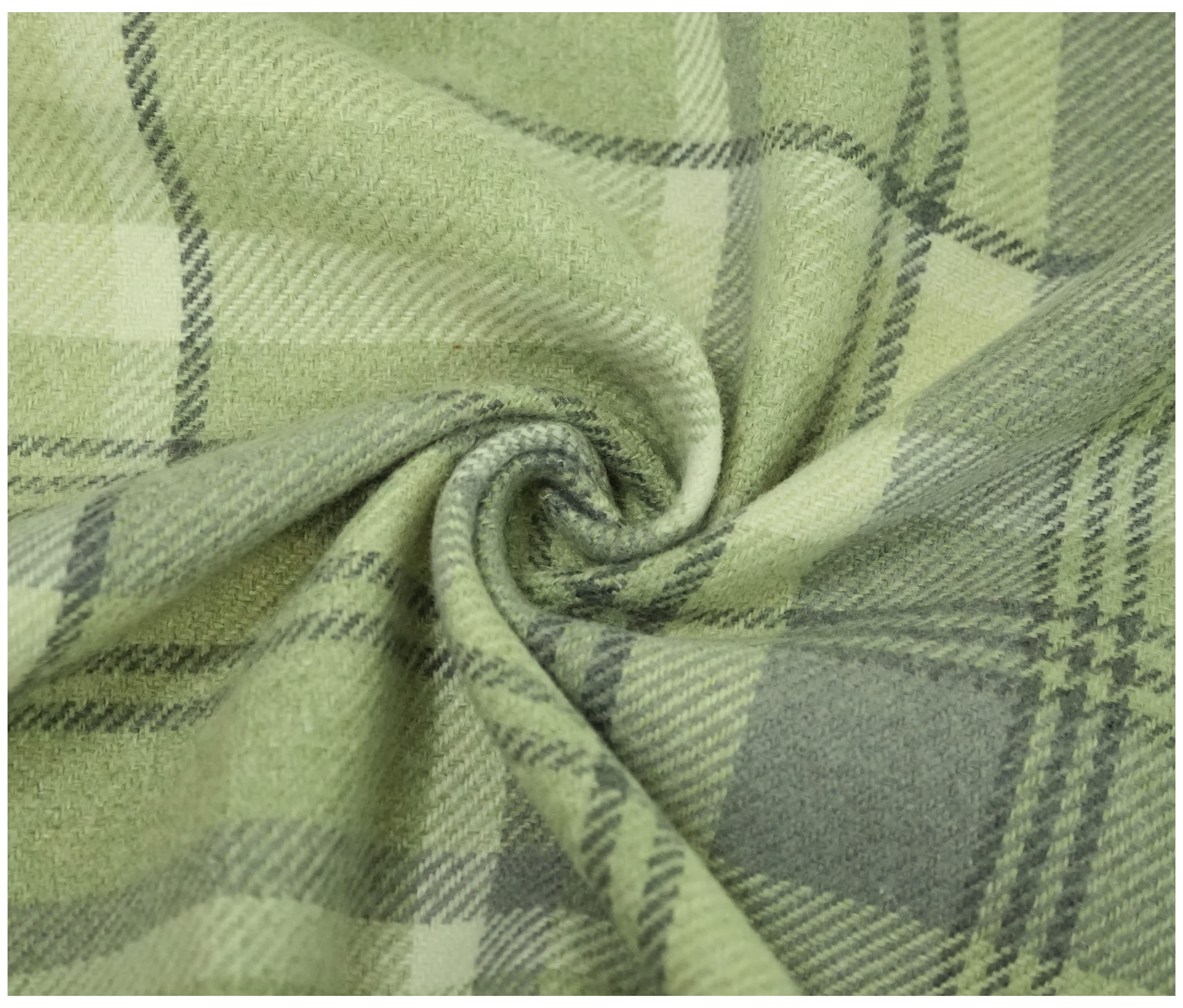 Skye Balmoral Thick Wool Effect Tartan Upholstery Curtain Fabric Sofa Plaid Fabric (100 x 140cm (1 Metre), Sage Green)
