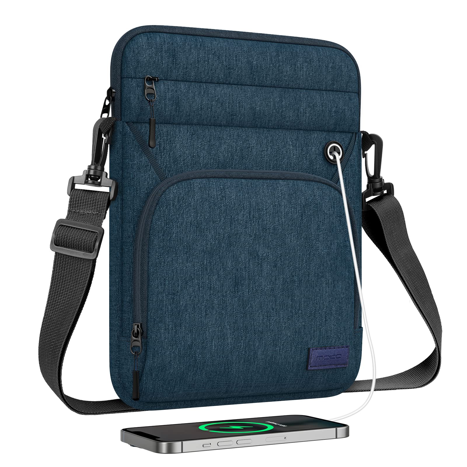MoKo 9-11 Inch Tablet Sleeve Bag, Fits iPad Air 5 10.9" 2022, iPad 9/8/7th 10.2, iPad 10th 10.9, iPad Pro 11 M2 2022-2018, Multifunctional Bag with Shoulder and Headphone Port, Indigo — image 1