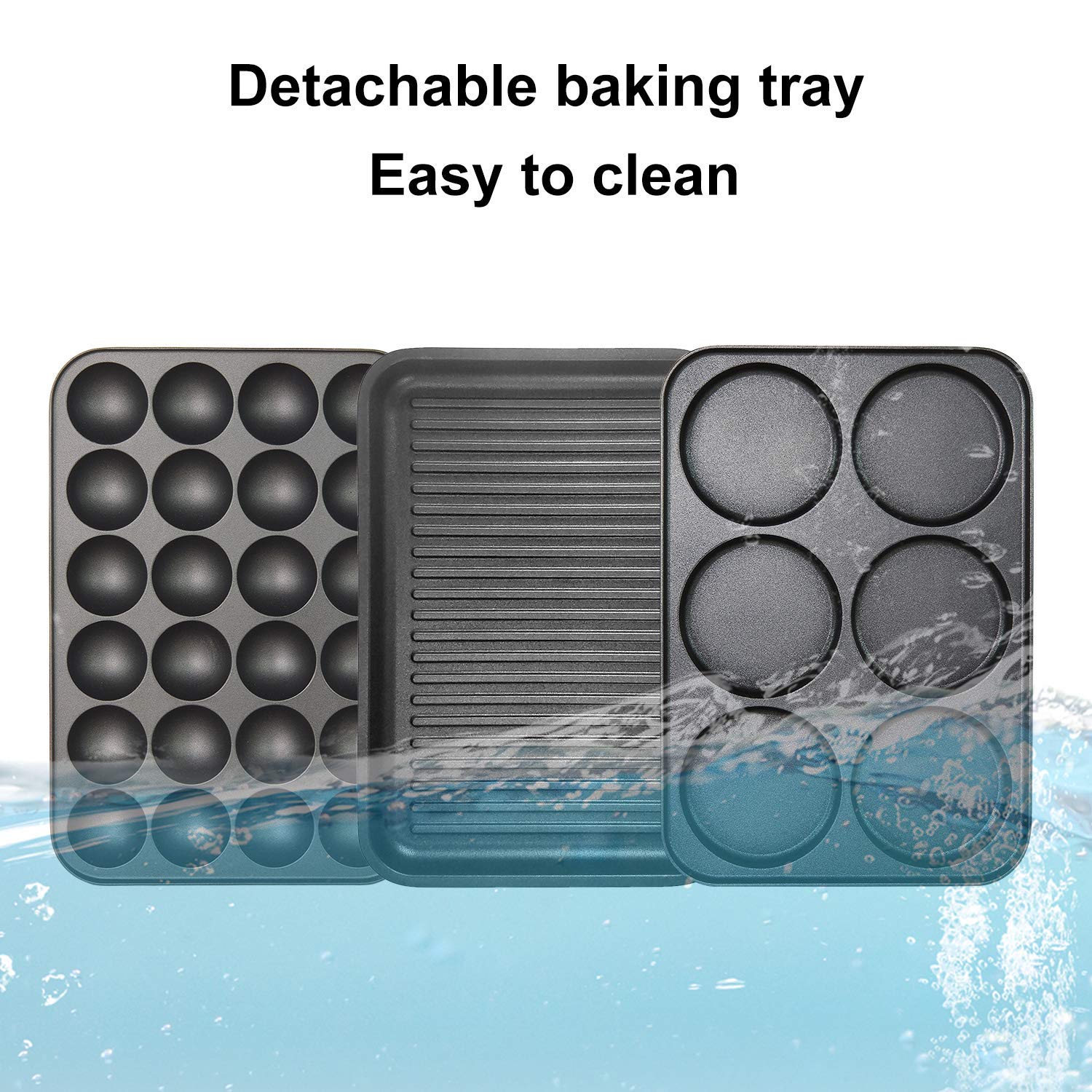 3 in 1 Multifunctional Electric Griddle Electric Skillet Nonstick Baking Maker with 3 Interchangeable Baking Plates for Takoyaki Maker Cake Pop Maker Pancake Maker White