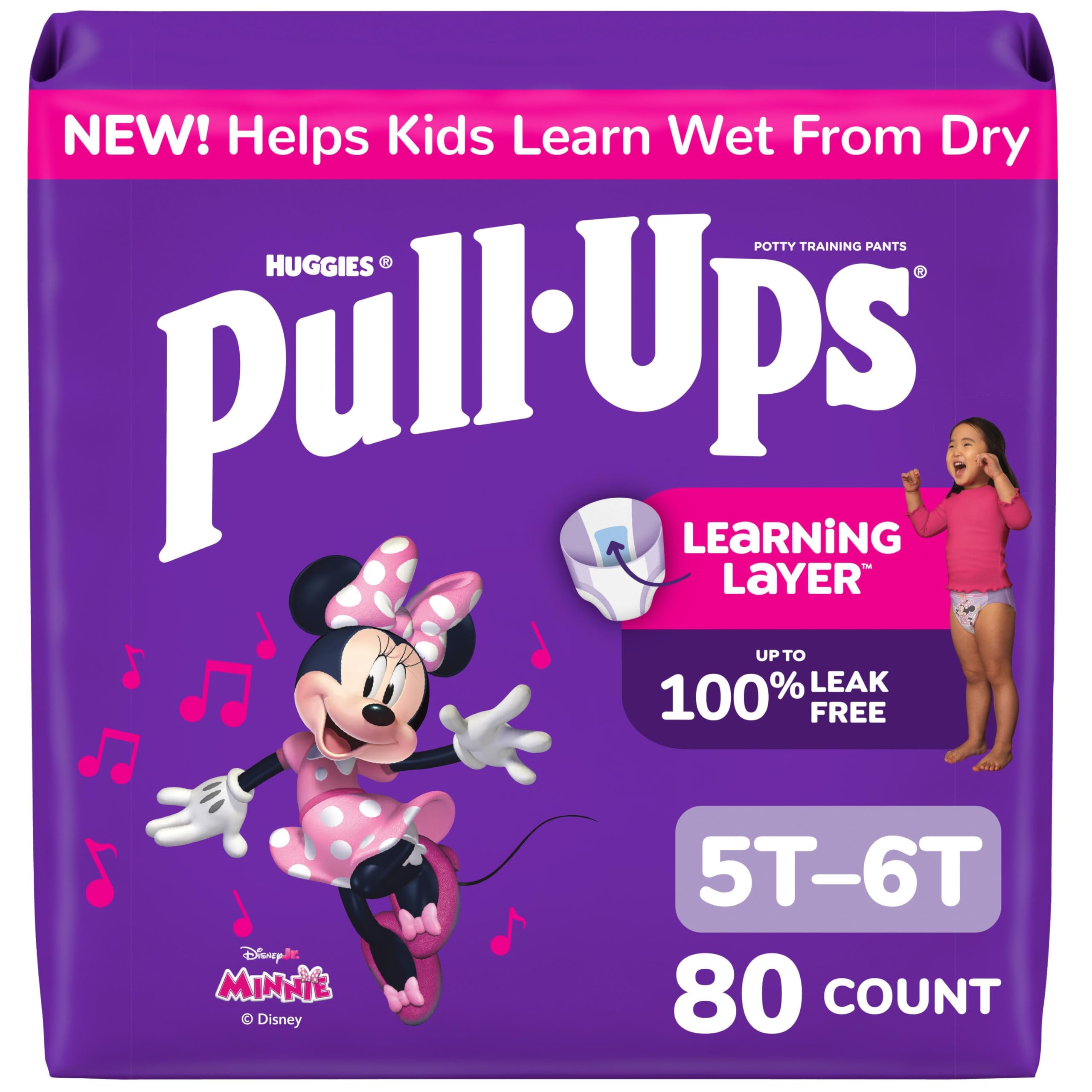 Pull-Ups Girls' Potty Training Pants, Size 5T-6T, 80 Count