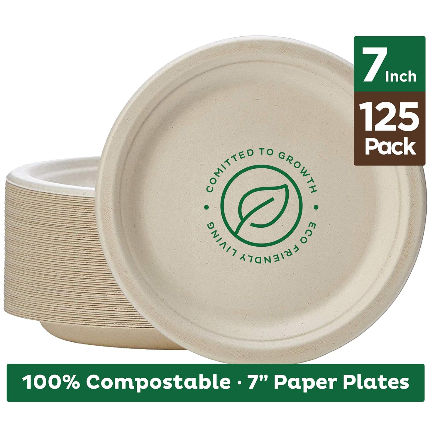 Stack Man 100 Compostable 9" Paper Plates [125Pack