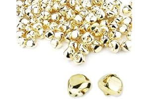 Augshy 50 Pieces Jingle Bells 4/5Inch Craft Bell Bulk for Christmas Home and Pet Decorations (Gold)