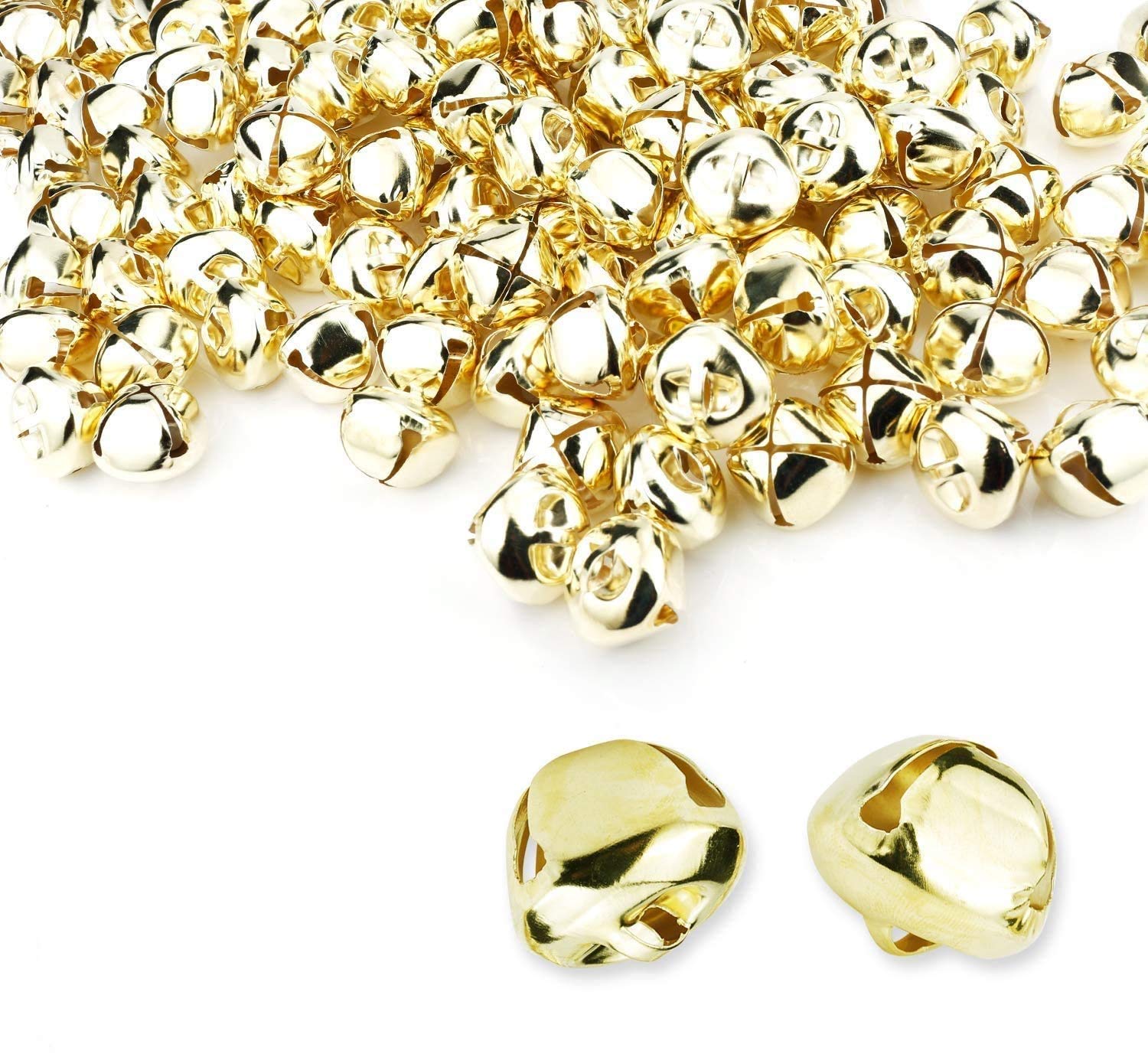 ‎Augshy 50 Pieces Gold Jingle Bells 4/5Inch Craft Bell Bulk for Christmas Home and Pet Decorations — image 1