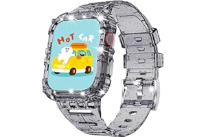 ABELTA Compatible with Clear Apple Watch Band 38mm 40mm 41mm 42mm 44mm 45mm with Protective Case,Shockproof Strap for iwatch Bands Series 8 7 6 5 4 3 2 1