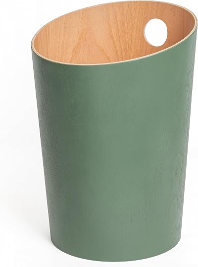 Kazai Bennet Design Paper Bin Green - Real Wood Veneer Waste Basket