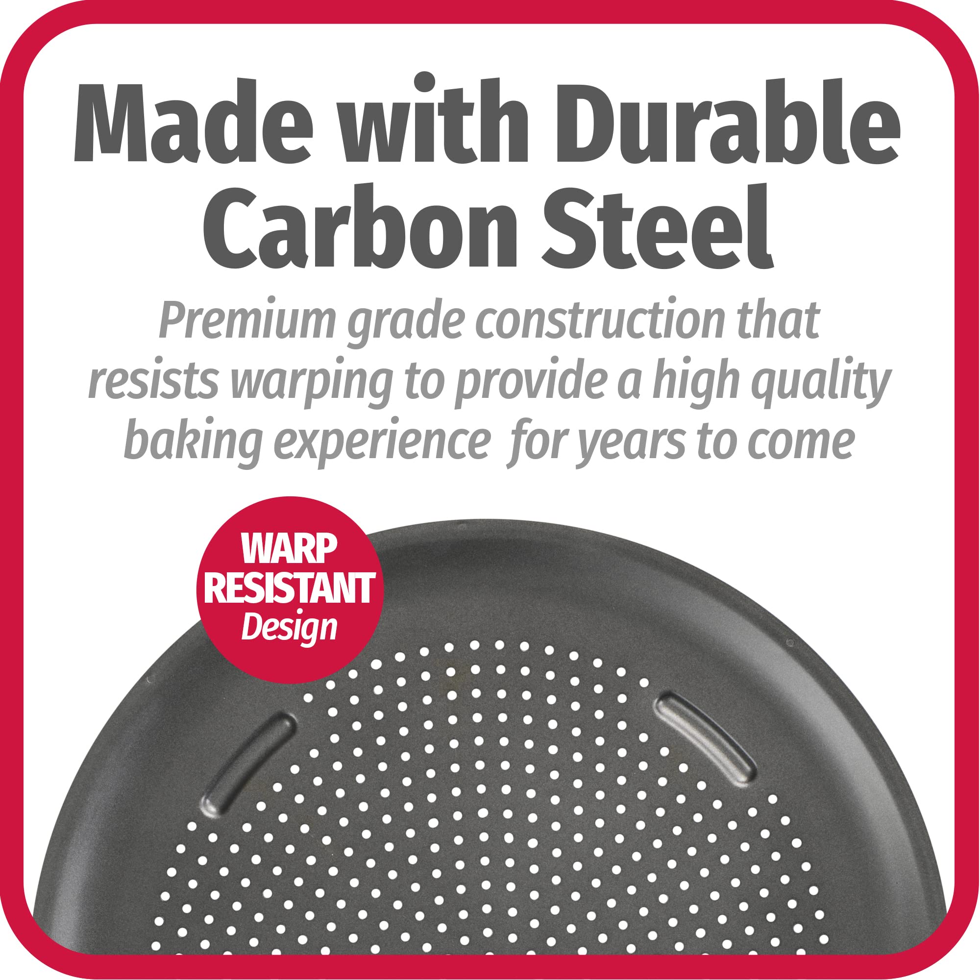 GoodCook AirPerfect Nonstick 16” Pizza Pan - Set of 2 - Pizza Trays for Oven, Perforated Round Pizza Pan, Carbon Steel Baking Pan, Homemade, Frozen & Leftover Slices