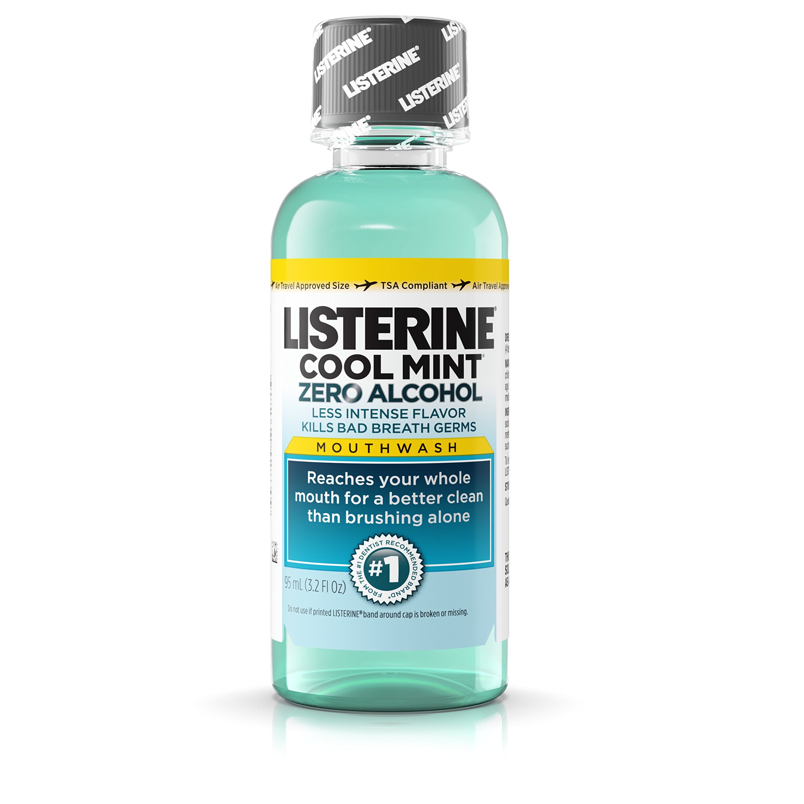 Listerine Cool Mint Zero Alcohol Mouthwash, 3.2 oz (Pack of
