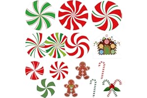 Outus 30 Pieces Christmas Peppermint Cutouts Xmas Candy Canes Cutouts Gingerbread Men Cutouts Christmas Cutouts with 60 Glue Point for Candy Theme Party Decoration Classroom Bulletin Board Decoration