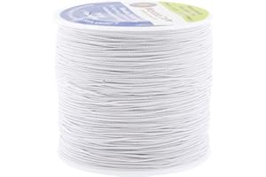Mandala Crafts White Shirring Elastic Thread for Sewing & Knitting - 0.6mm 87 Yards Fine Thin Stretch Thread Elastic Sewing Thread for Sewing Machines
