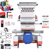Poolin EOM 15-Needle Embroidery Machine | Starter Bundle &ndash; Includes 3D Puffy Foam,15 Threads,144pcs Pre-Wound Bobbins, 12x25'' Cut Away Stabilizer