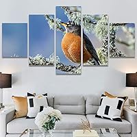 SIGNWIN 5 Panel Canvas Wall Art Modern Art Birds Bohemian Expressive Multicolor Photography Single for Home Decorations Ready to Hang - 60
