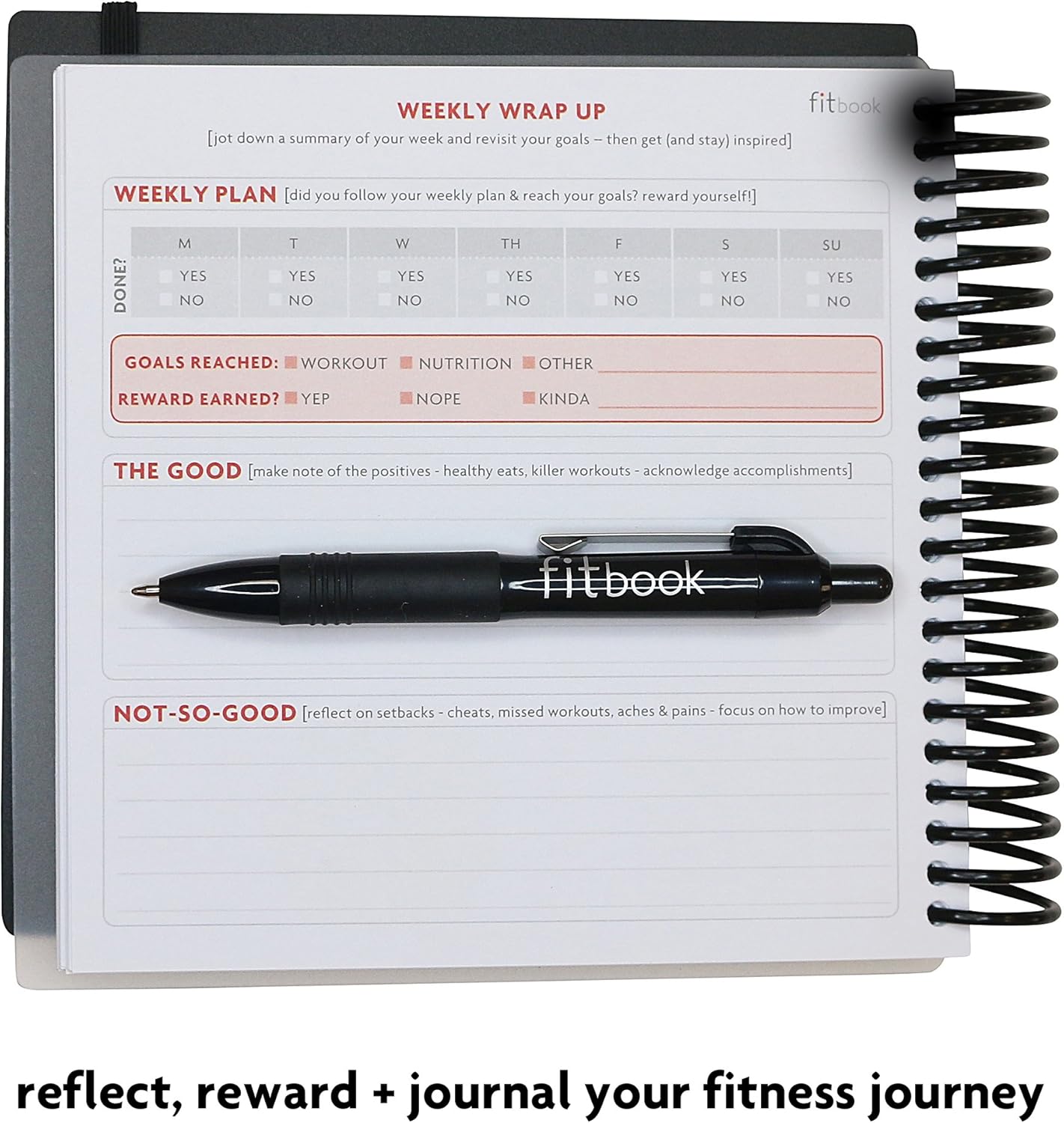 Fitlosophy Fitbook: Fitness Journal and Planner for Workouts, Weight Loss and Exercise, Black Single (12-Week): Sports & Outdoors