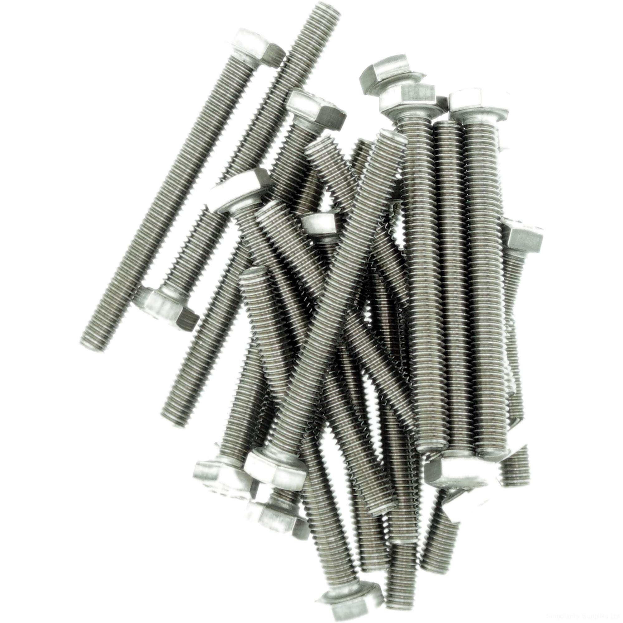 M6 (6mm x 12mm) Hex Bolt (Fully Threaded Setscrew) - Stainless Steel (A2) (Pack of 20)