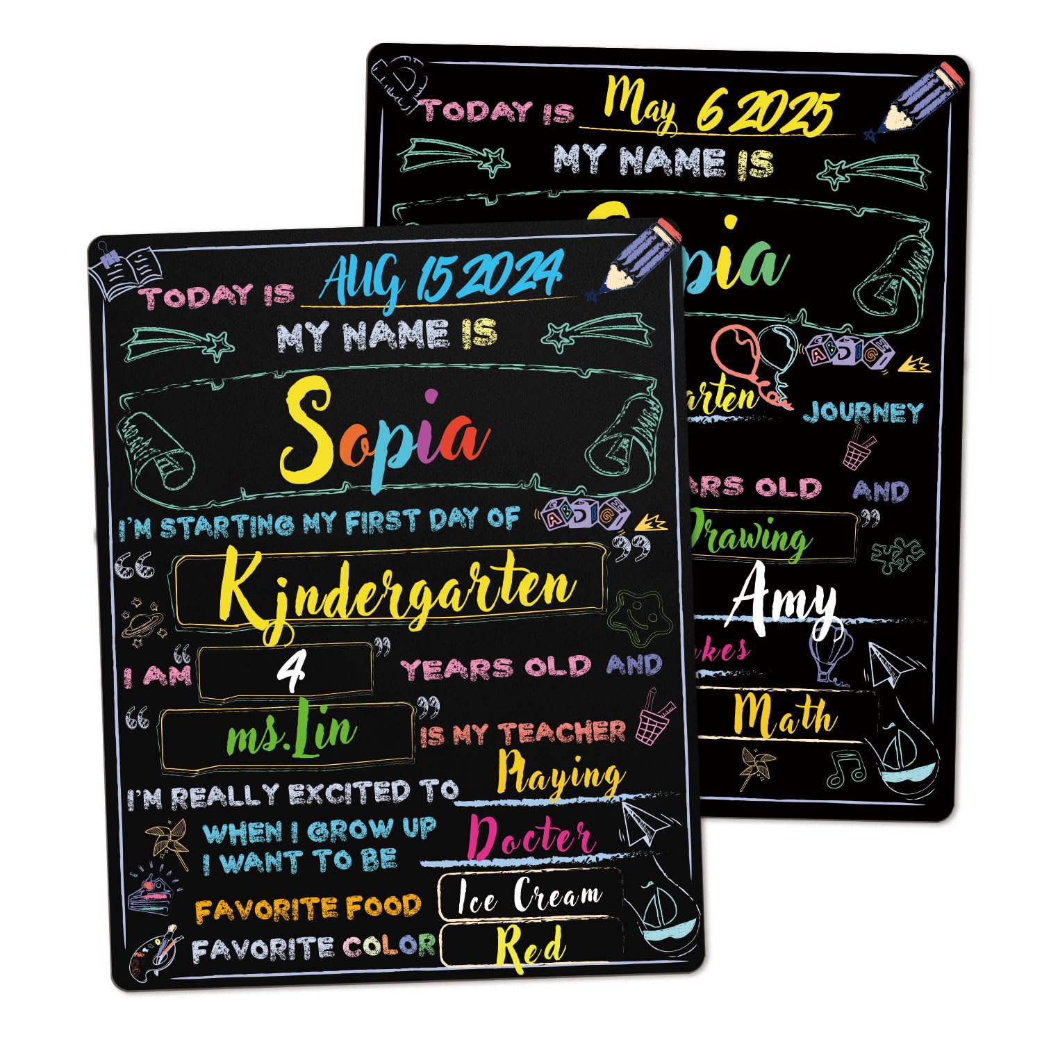First Day of School Sign, First Day of School Board 11x14 Inch Double ...