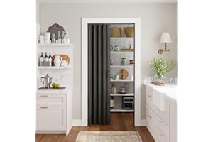 SmartStandard 32" x 80" Accordion Doors Interior, PVC Accordion Folding Doors for Doorway, Include Door, Mounting Hardware and Handle, Double-Layer for Closet Bathroom Basement, Black