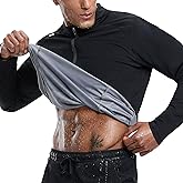 HOTSUIT Sauna Jacket for Men Quarter-Zip Long Sleeve Sauna Shirt Anti-Rip Heat Trapping Sweat Jacket for Workout