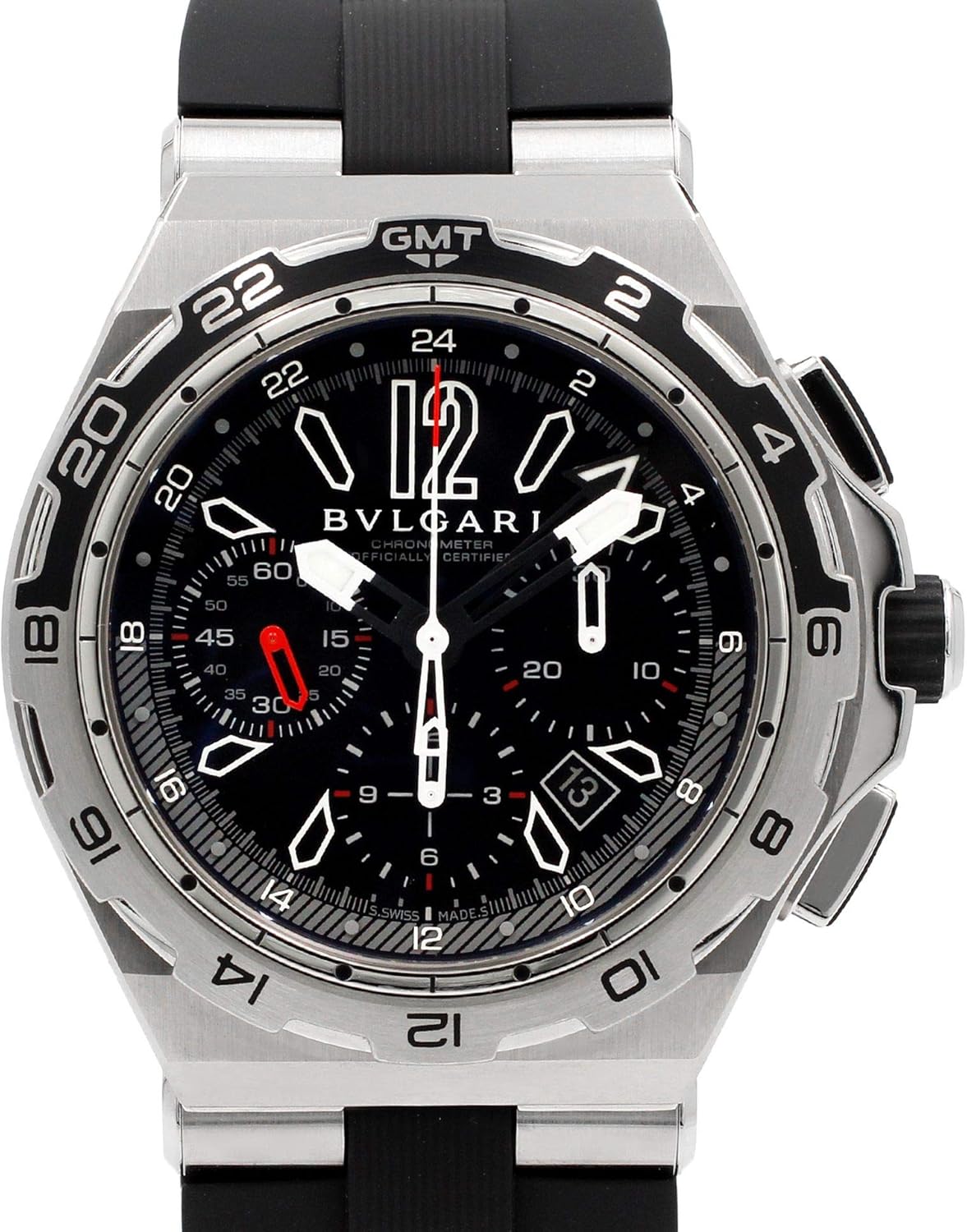 bvlgari diagono black dial men's automatic watch with stainless steel case