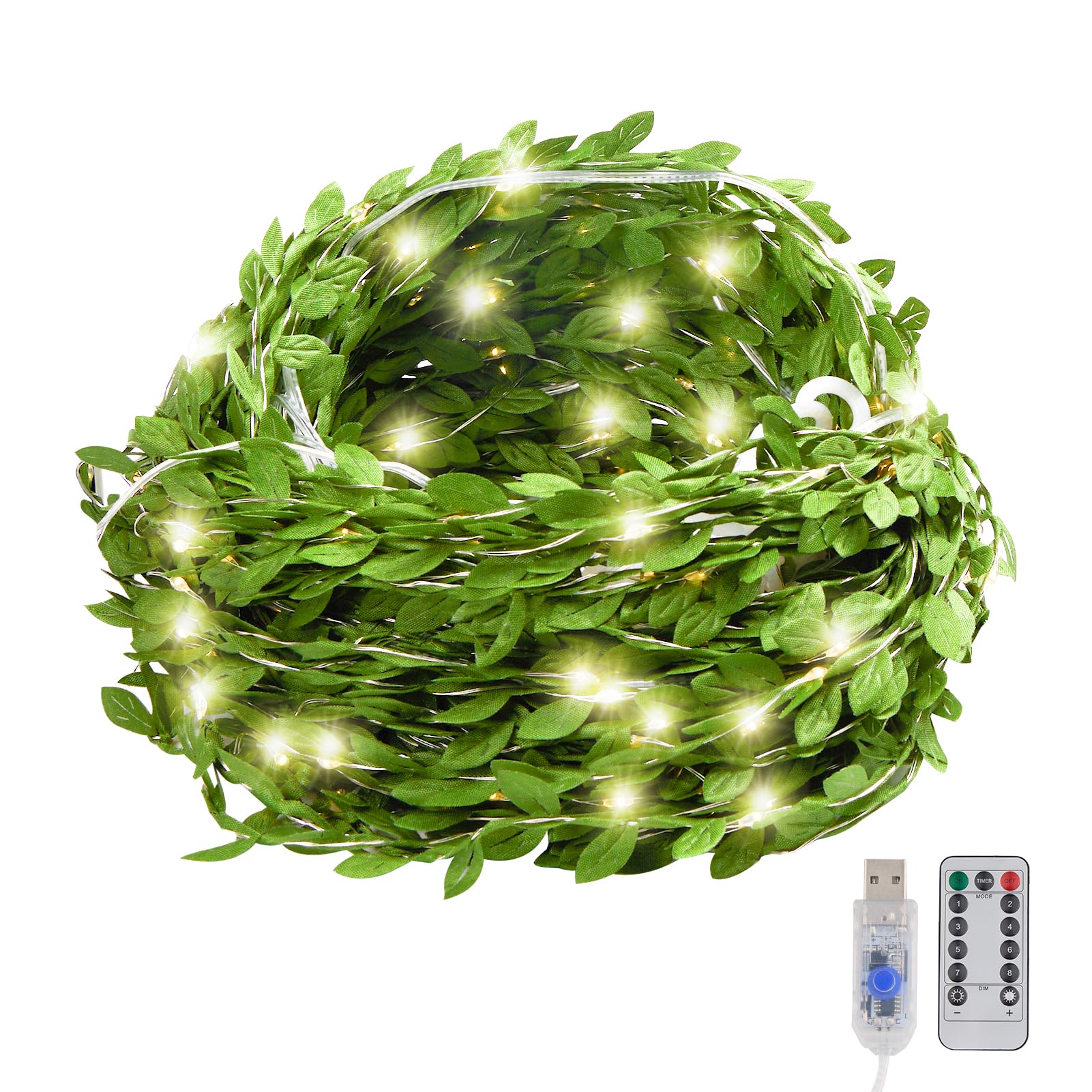 Photo 1 of AdasBridal 30ft Greenery Garland with Fairy Lights USB Plug DIY Crafts - Fake Plants 300 LED String Lights with Hook Remote for Wedding Backdrop Wall Ceiling Mantle Garden Decor