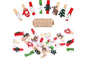 NOVWANG 120pcs Mini Clothes Pins for Photo, NOVWANG Christmas Wooden Photo Clips for Decoration, Christmas Mini Photo Clips, Clothespin Clips for Christmas, Mini Clothes Pins, Mini Photo Clips
