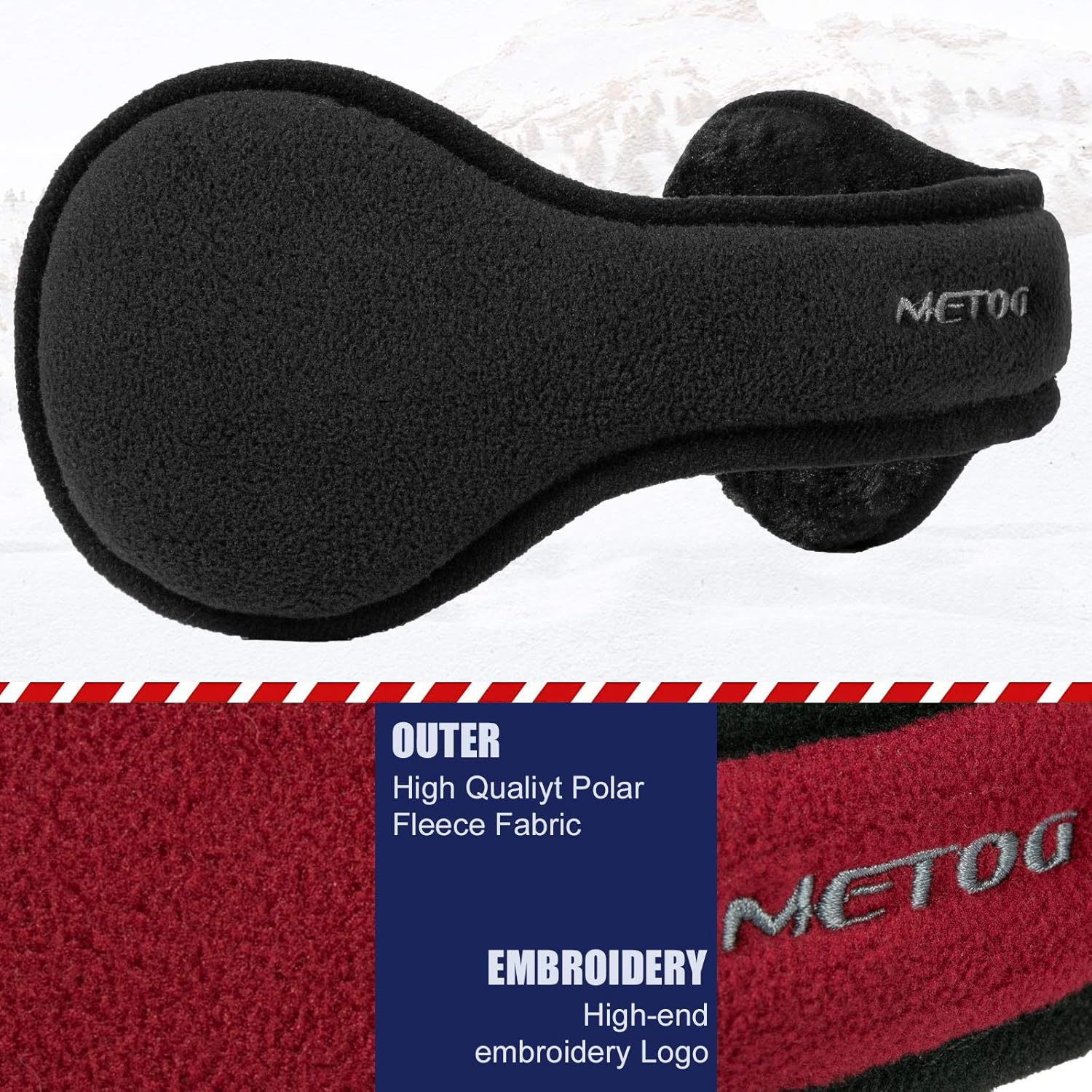 Ear Warmer By Metog Gift Box Ear muffs Foldable Polar Fleece Earmuffs Black, One Size at  Men’s Clothing store