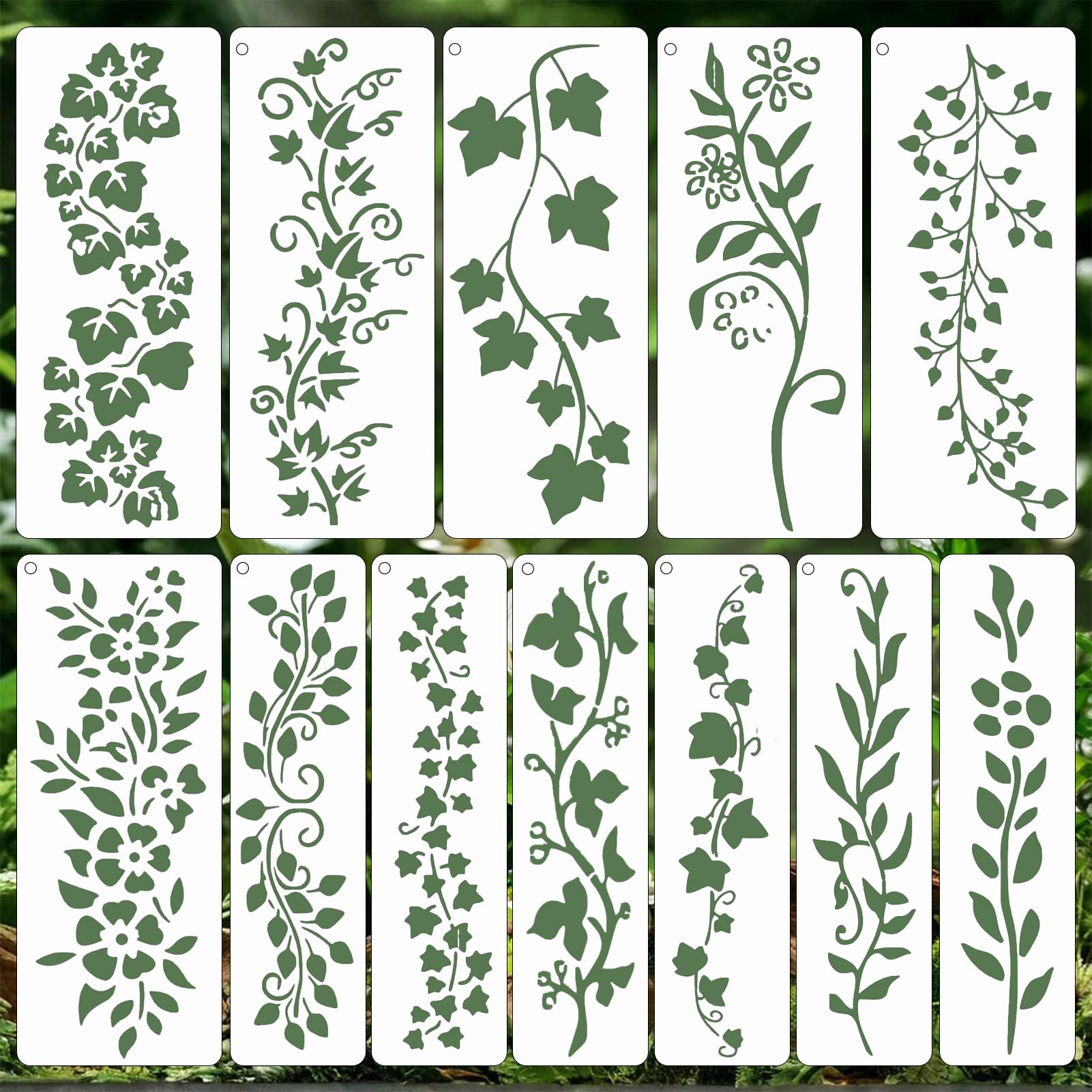 Photo 1 of 12 Pcs Leaf & Floral Vine Stencils for Painting Walls Reusable Wall Stencil Flower Stencils Vine Stencil DIY Wall Stencils for Painting Large Pattern on Wood Canvas Furniture Decor (12 Vine)