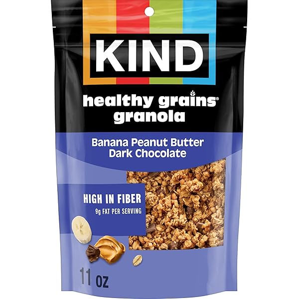 KIND HEALTHY GRAINS GRANOLA FAMILY SIZE, HEALTHY SNACK, BANANA PEANUT BUTTER WITH DARK CHOCOLATE CHUNKS GRANOLA CLUSTERS, 10G PROTEIN, SNACK MIX 11 OZ